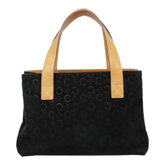 CELINE C Macadam Canvas Hand Bag Silver Black Auth fm3875 - Picture 1 of 15